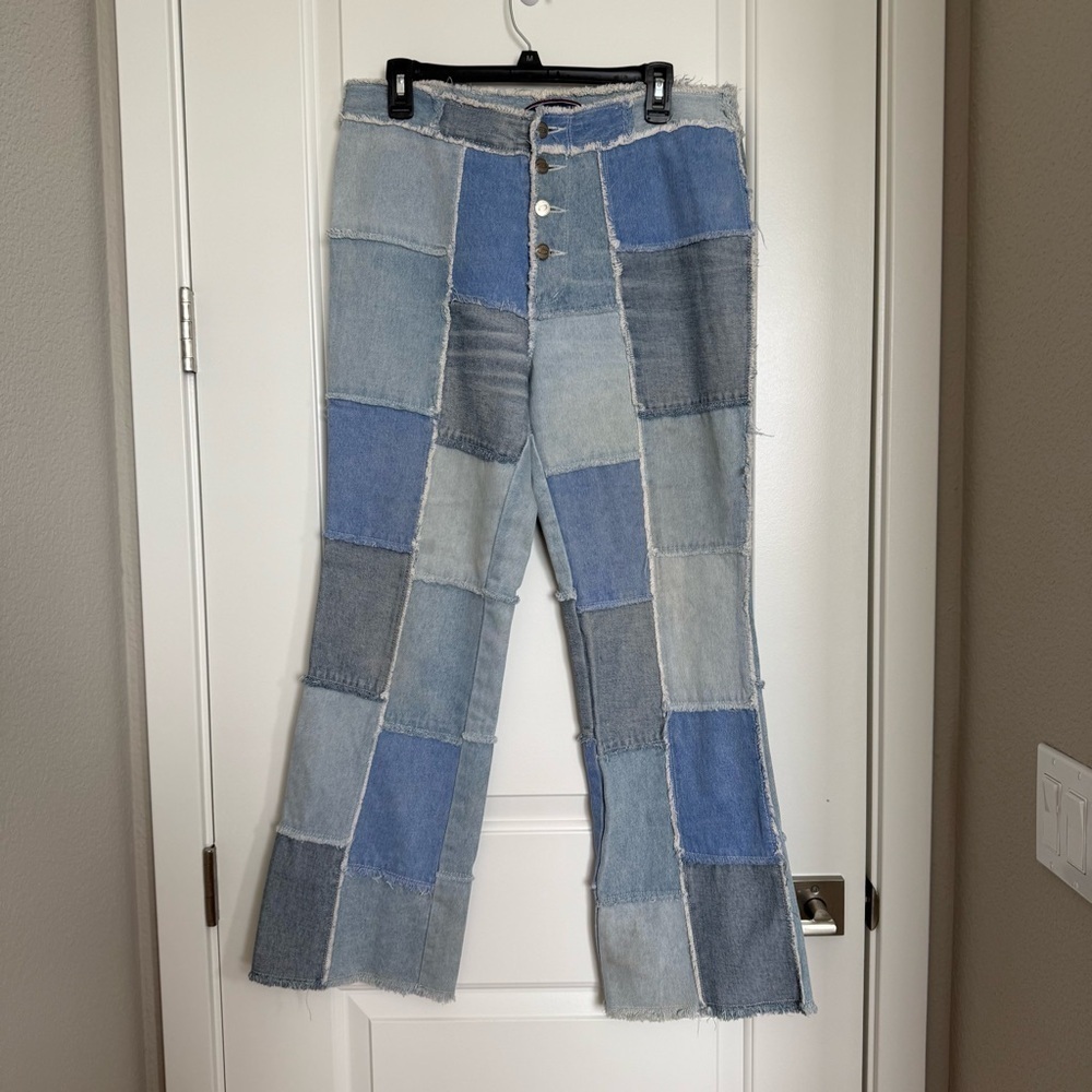 Vintage Zana Di Patchwork Flare Blue Jeans Size 13 Y2K 90”s Style Vintage Frenzy